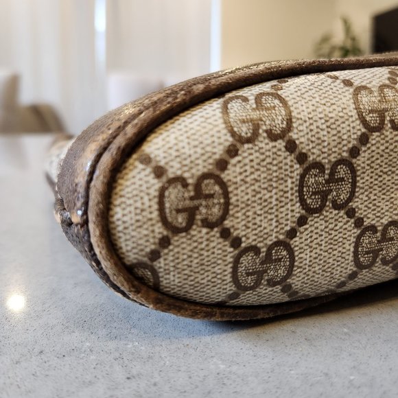 Vintage 70's GUCCI GG Monogram Brown Large Brit Supreme Blondie Shoulder Tote Ba - Picture 6 of 13